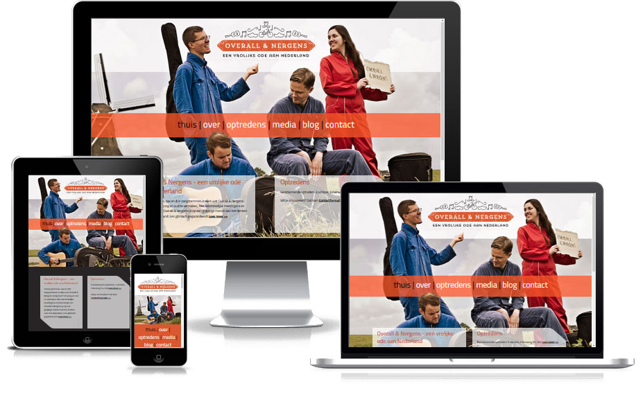 Overall & Nergens website op verschillende devices