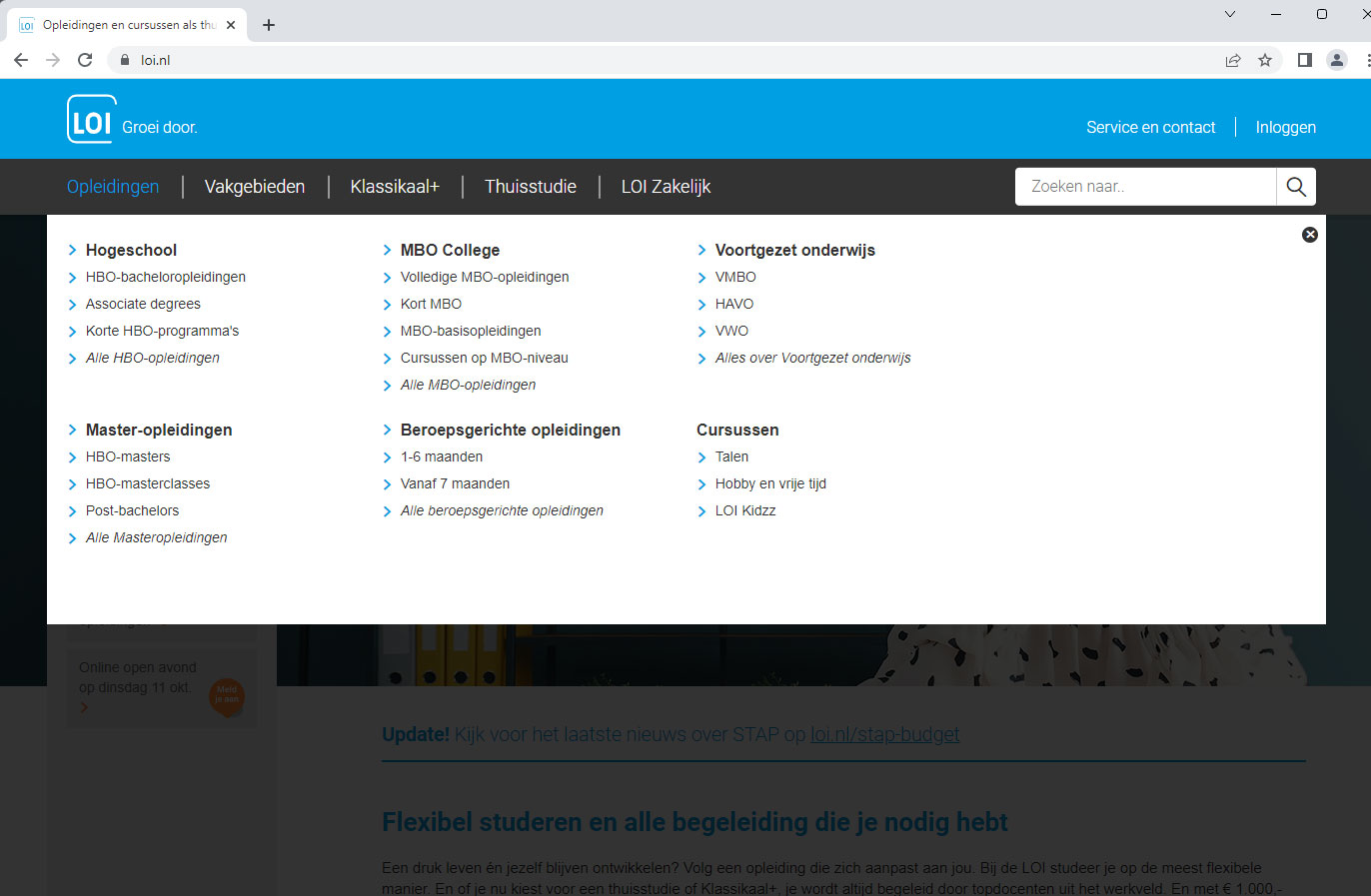 Menu loi.nl
