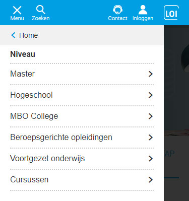 Menu loi.nl mobiel3