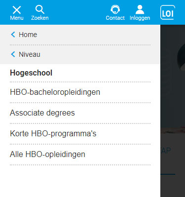 Menu loi.nl mobiel4